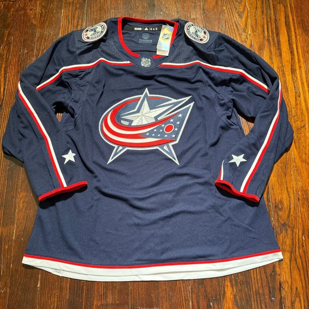 Columbus Blue Jackets Adidas‎ Primegreen Authentic NHL Jersey Blue Home Mens 56
